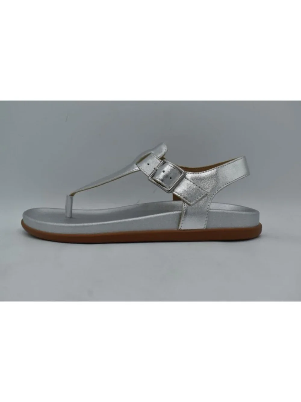 Blondo Womens Size 9 Niomi Ankle Strap Metallic Silver‎ Leather Sandals Shoes